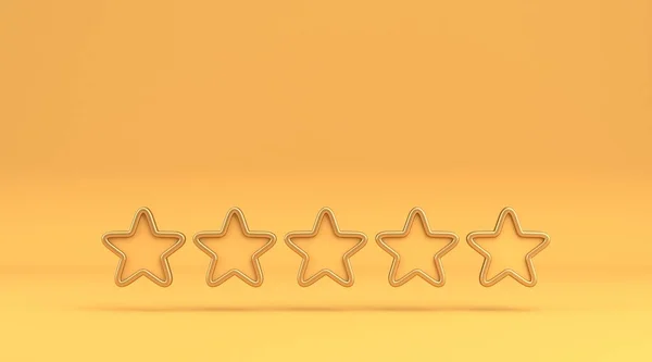 Ять Кадрів Зірки Знак Рейтингу Ілюстрація Візуалізації Ізольовані Жовтому Тлі — стокове фото