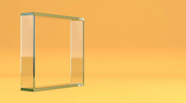 Glazen Rechthoek Frame Weergave Illustratie Geïsoleerd Gele Achtergrond — Stockfoto