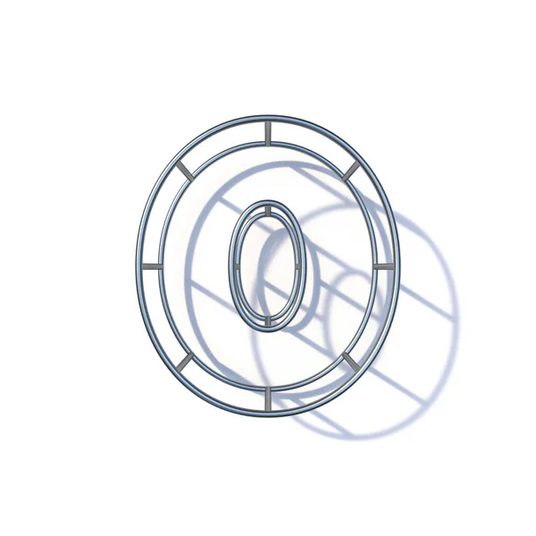 Steel Wire Frame Font Number Zero Render Illustration Isolated White — Stock Fotó