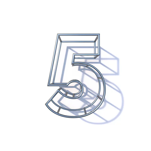 Steel Wire Frame Font Number Five Render Illustratie Geïsoleerd Witte — Stockfoto