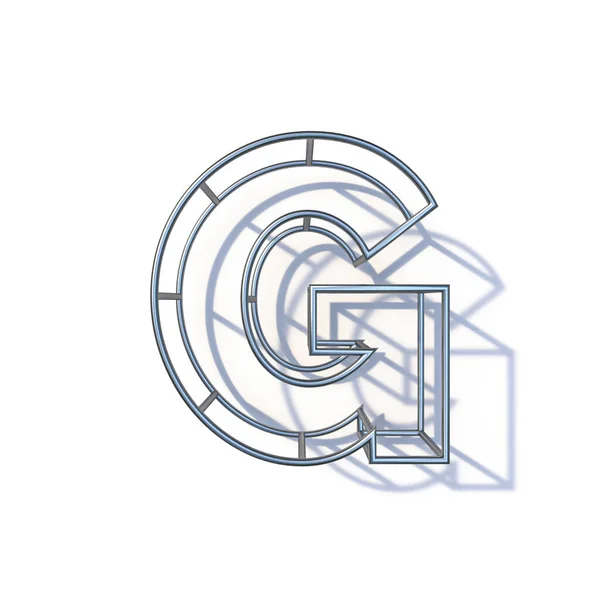 钢丝框架字体G字3D渲染图解隔离在白色背景下 — 图库照片