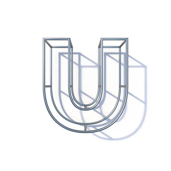 钢丝框架字体U 3D渲染图解隔离在白色背景下 — 图库照片