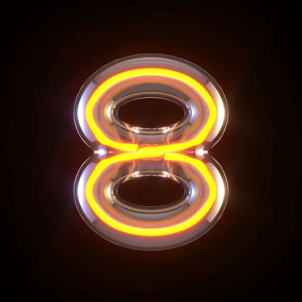 Шрифт Светящейся Стеклянной Трубки Номер Восьмой Трехмерный Рендеринг Иллюстрация Изолирована — стоковое фото