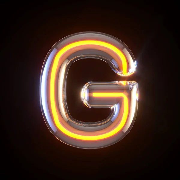 Glowing Glass Tube Font Letter Render Illustration Isolated Black Background — Stock Photo, Image