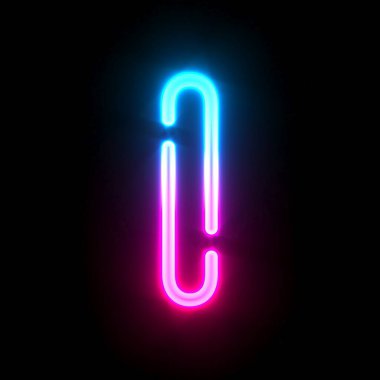 Mavi, parlayan neon tüp yazı tipi I 3 boyutlu resim çizimi siyah arkaplanda izole edildi