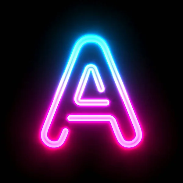 Blue Pink Glowing Neon Tube Font Letter Render Illustration Isolated — Zdjęcie stockowe