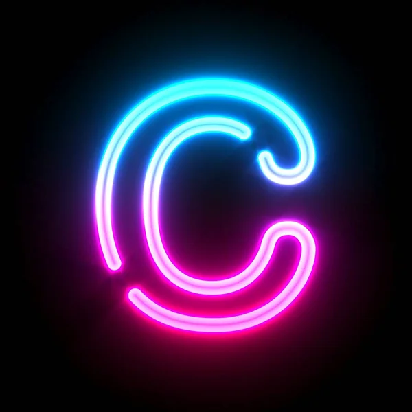 Blue Pink Glowing Neon Tube Font Letter Render Illustration Isolated —  Fotos de Stock