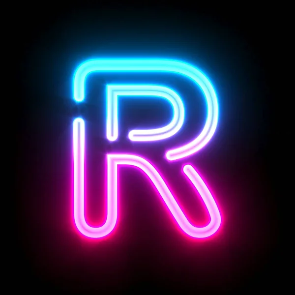 Blue Pink Glowing Neon Tube Font Letter Render Illustration Isolated — Stockfoto