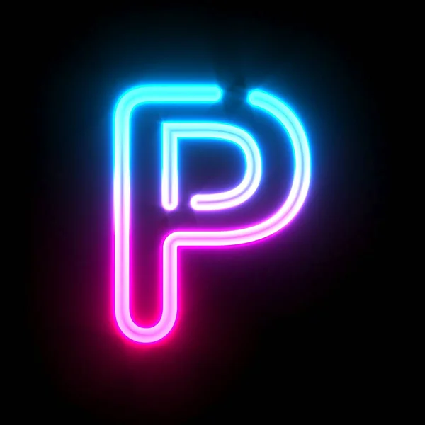 Blue Pink Glowing Neon Tube Font Letter Render Illustration Isolated — ストック写真