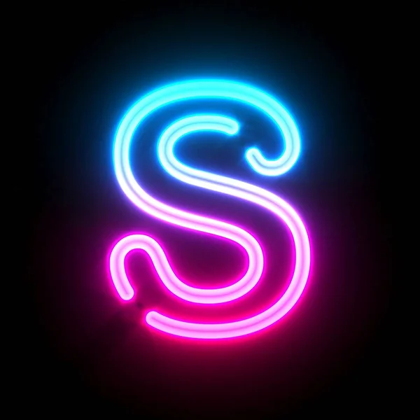 Blue Pink Glowing Neon Tube Font Letter Render Illustration Isolated — стоковое фото