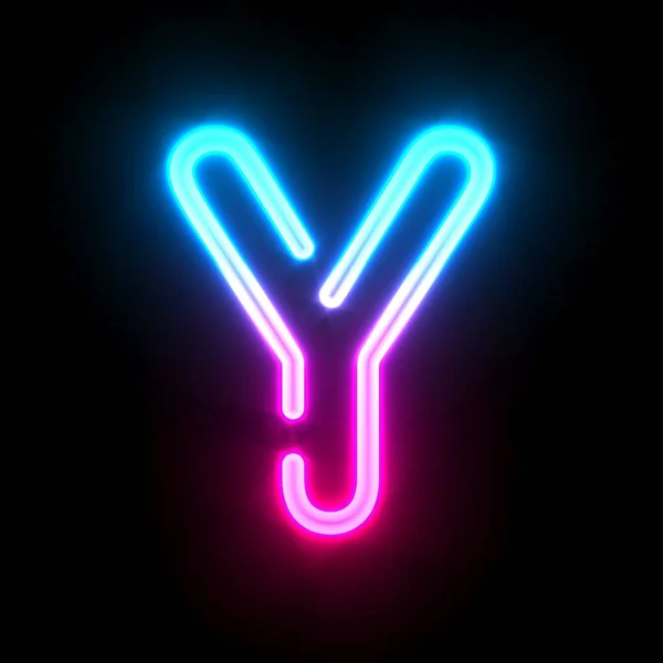 Blue Pink Glowing Neon Tube Font Letter Render Illustration Isolated — Photo