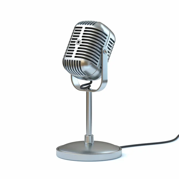 Vintage Microphone Rendering Illustration Isolated White Background — Stockfoto