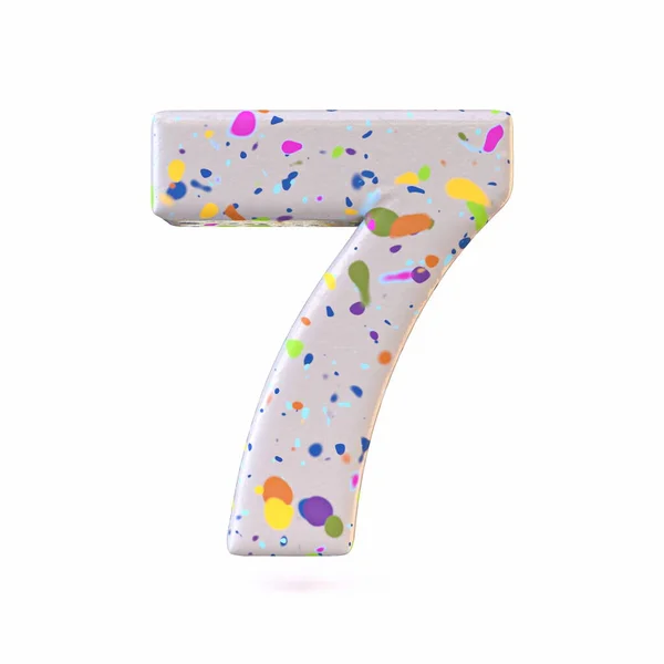 Colorful Terrazzo Pattern Font Number Seven Render Illustration Isolated White — 스톡 사진