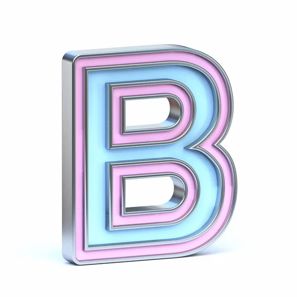 Blauw Roze Metalen Lettertype Letter Render Illustratie Geïsoleerd Witte Achtergrond — Stockfoto