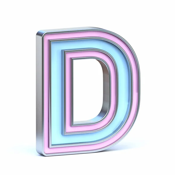 蓝色和粉色金属字体字母D 3D渲染图形孤立于白色背景 — 图库照片