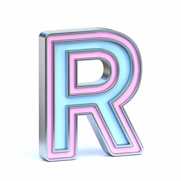 Blauw Roze Metalen Lettertype Letter Render Illustratie Geïsoleerd Witte Achtergrond — Stockfoto