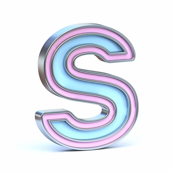 Blue Pink Metal Font Letter Render Illustration Isolated White Background — Stock Photo, Image