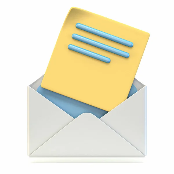 Mail Icoon Geopend Envelop Weergave Illustratie Geïsoleerd Witte Achtergrond — Stockfoto