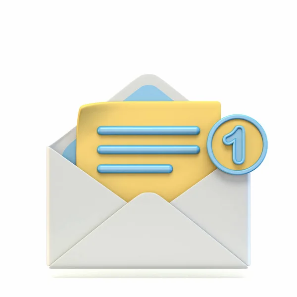 Icône Mail Ouvert Mail Avec Numéro Notification Signe Rendu Illustration — Photo