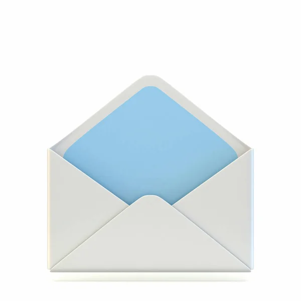 Mail Icon Open Empty Envelope Render Illustration Isolated White Background — Stock Photo, Image