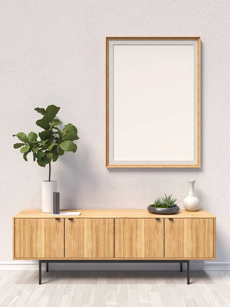 Mock Poster Frames Green Succulent Plant Modern Interior Background Rendering — Stock fotografie