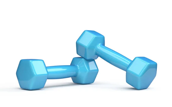 Blue Fitness Weights Rendering Illustration Isolated White Background — Stock Photo, Image