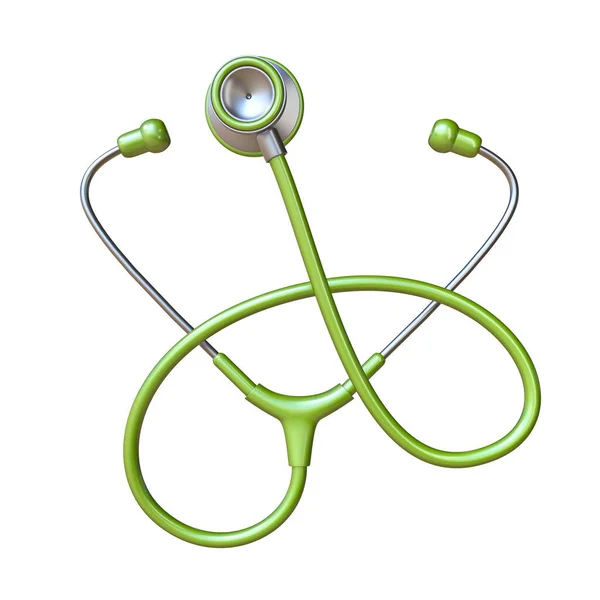 Green Stethoscope Rendering Illustration Isolated White Background — Stock Fotó