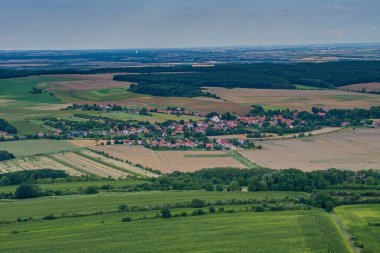 beautiful view of rural countryside landscape a small village in the Czech Republic in the middle of fields