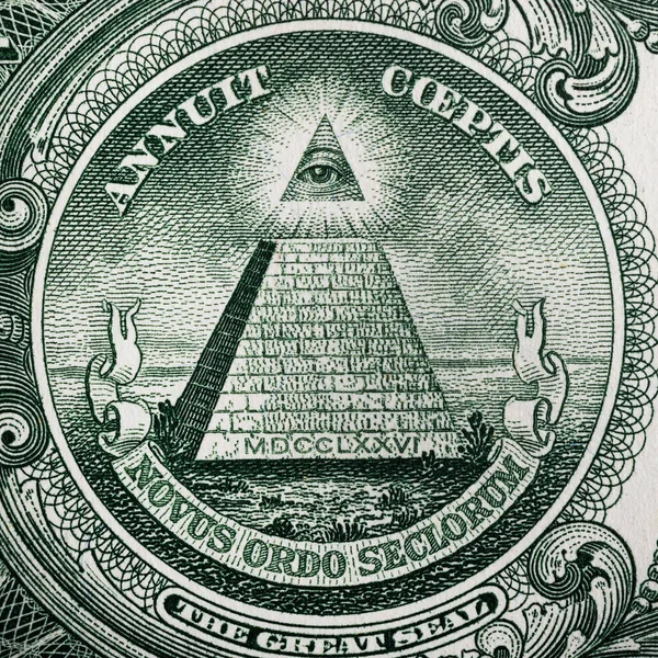 Fragment Eines Amerikanischen Ein Dollar Scheins Mit Einer Pyramide Einem — Stockfoto