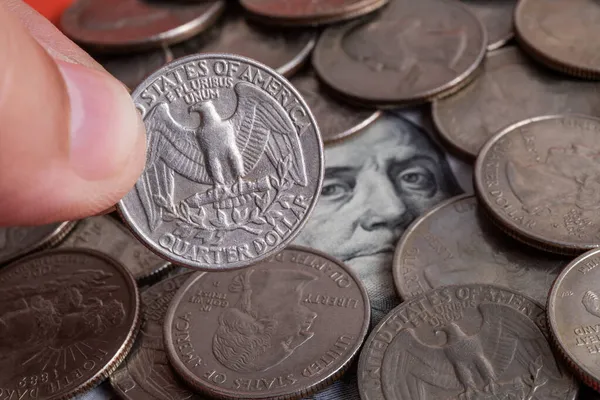 Benjamin Franklins Gesicht Von Einem 100 Dollar Schein Umgeben Von — Stockfoto