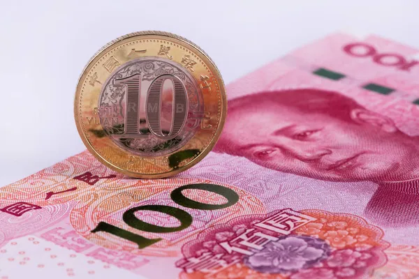 Rmb Coin 100 Rmb Note — Stock Photo, Image