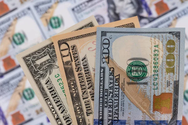 Amerikanische Banknoten Stückelungen Von Und 100 Dollar — Stockfoto