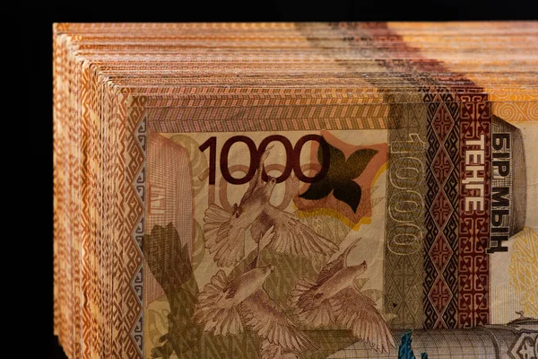 Bundle Banknotes Denominations 1000 Kazakhstani Tenge — Stok fotoğraf