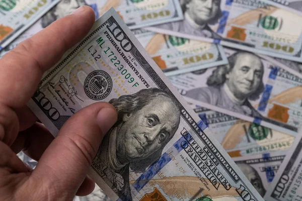 Bills Denominations 100 American Portrait Benjamin Franklin Dollars — Stockfoto
