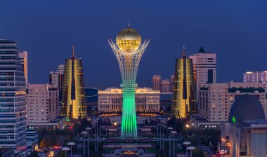  Kazakistan 'ın başkenti Astana' nın merkezi.