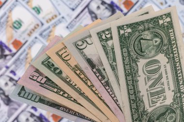 Toplanan 1, 2, 5, 10, 20, 50 ve 100 dolarlık banknotlar