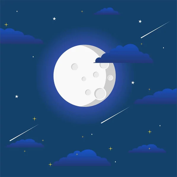 Desenho Vetorial Ilustração Lua Céu Noturno —  Vetores de Stock