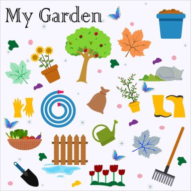 Bahçemde bulabildiğim, vektör tasarımı illüstrasyon 01