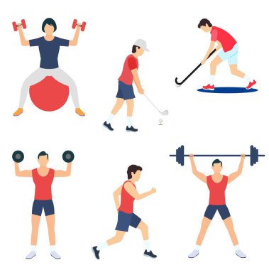 Çeşitli spor aktiviteleri vektör tasarımı çizimi 21