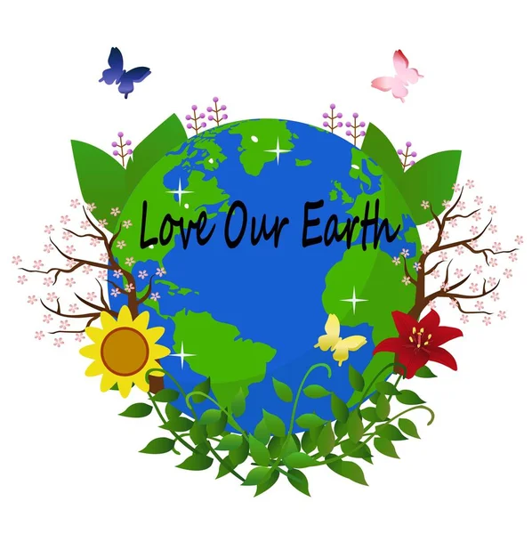 Love Our Earth Sfondo Con Pace Della Terra Tema Vettoriale — Vettoriale Stock