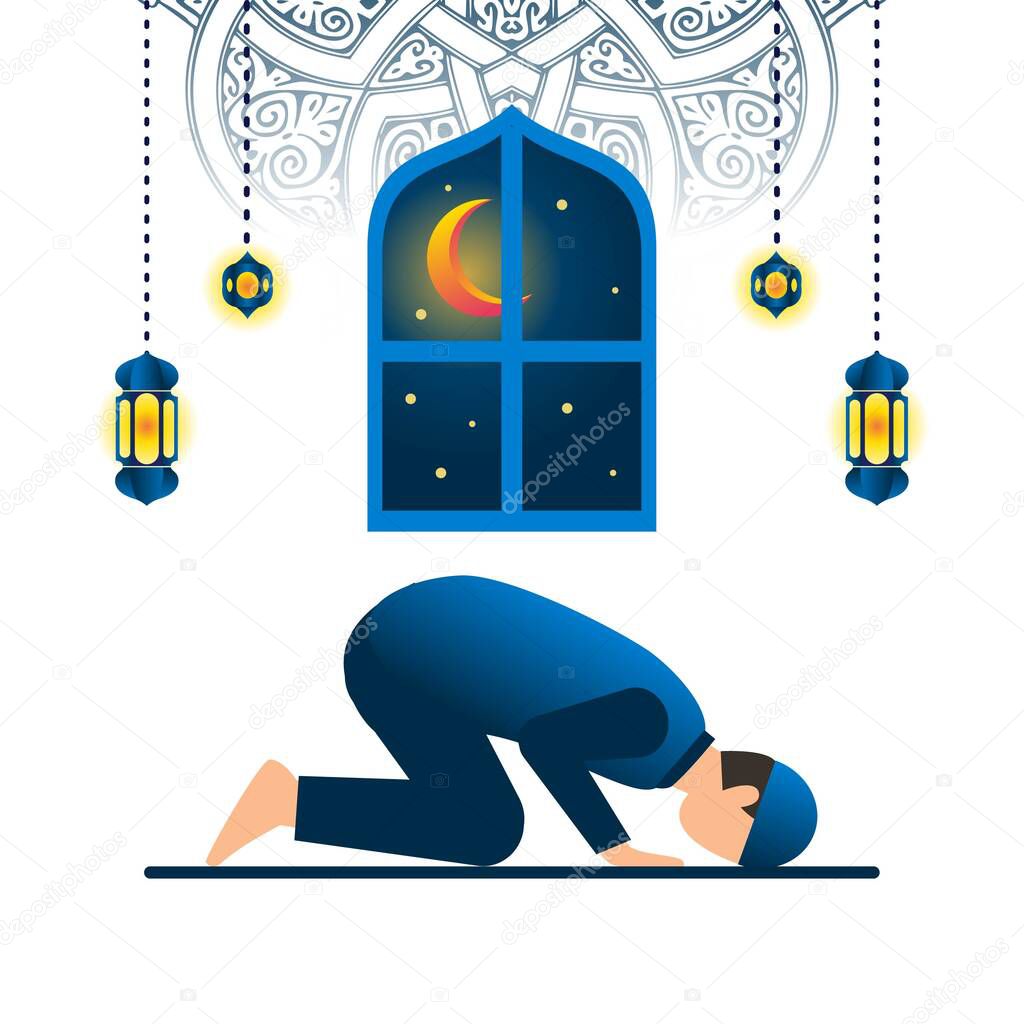 Ramadhan background with the theme of Lailatul Qadar vector design illustration
