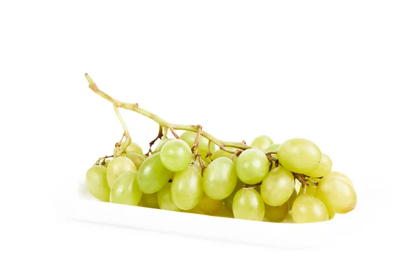 Кластер Зеленого Винограду Білому Фоні Концепція Здорової Вегетаріанської Їжі — стокове фото