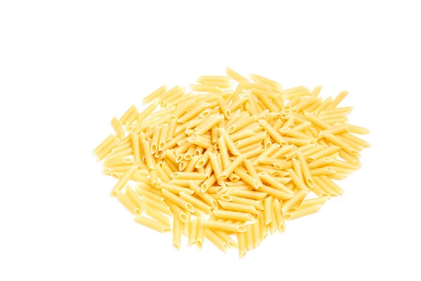 Pile Raw Macaroni White Background Healthy Food — Stock Photo, Image