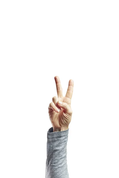 Hand Van Vrouw Met Vingers Geïsoleerde Witte Achtergrond Tellen Nummer — Stockfoto