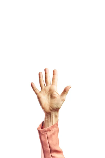 Közelítse Meg Női Kéz Elérését Készen Áll Segítségre Vagy Fogadásra — Stock Fotó