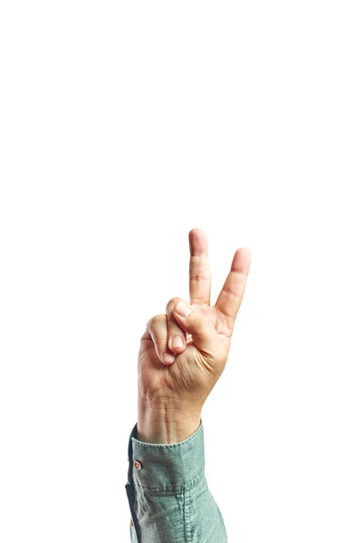 Mão Homem Mostrando Dedos Sobre Fundo Branco Isolado Contando Número — Fotografia de Stock