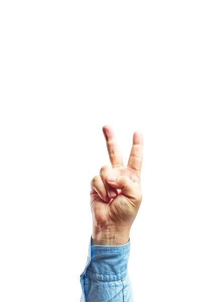 Hand Man Showing Fingers Isolated White Background Counting Number Showing — Stock Photo, Image