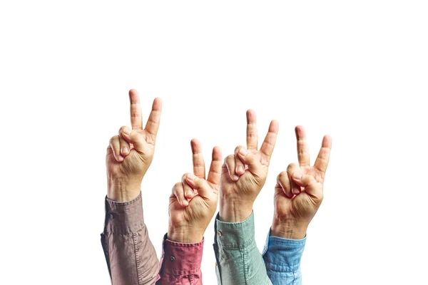 Handen Van Mannen Met Vingers Geïsoleerde Witte Achtergrond Tellen Nummer — Stockfoto