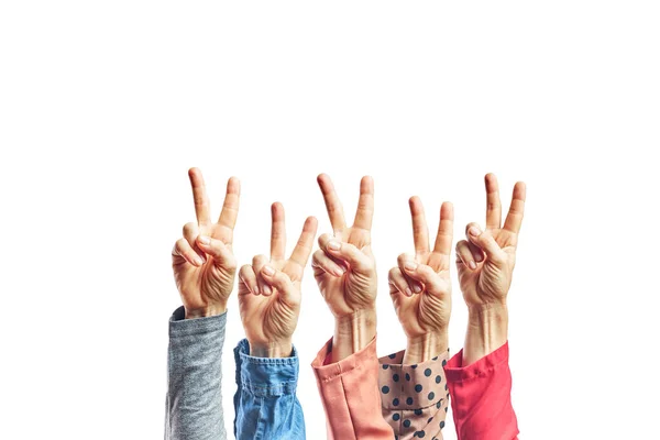 Hands Women Showing Fingers Isolated White Background Counting Number Showing — Stock Photo, Image