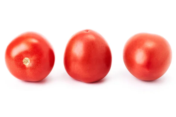 Drei Reife Rote Kirschtomaten Auf Weißem Hintergrund Gesunde Ernährung — Stockfoto